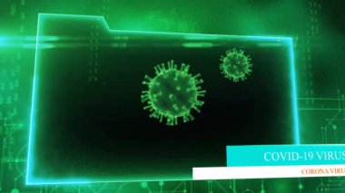 Siyah arkaplan üzerine Metin Covid 19 VIRUS ve Metin CORONA VIRUS PROTECTIEV ile animasyon yeşil çerçevesi. 
