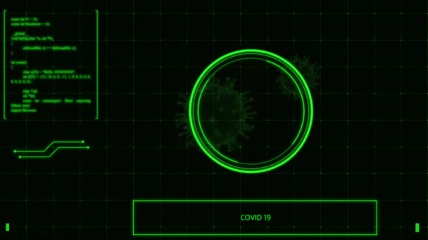 Animation Green Frame Space Covid Virus Black Background — Stock Video