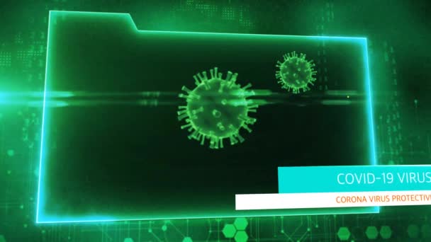 Animation Green Frame Text Covid Virus Text Corona Virus Protectiev — Stock Video