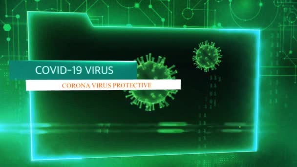 Animation Green Frame Text Covid Virus Text Corona Virus Protectiev — Stock Video