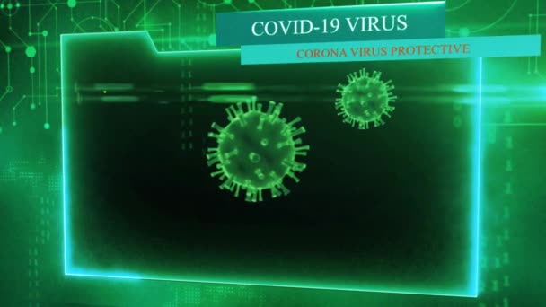 Animacja Zielona Ramka Tekstem Covid Virus Tekst Corona Virus Protectiev — Wideo stockowe