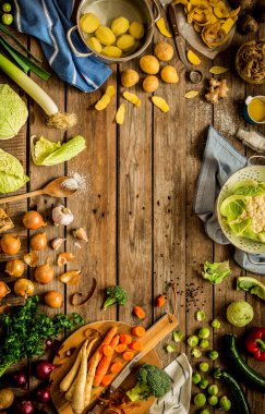 Rustik mutfak, yemek - sonbahar (Güz) sebze hazırlama