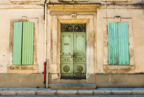 Old building elevation - vintage doors and shutters