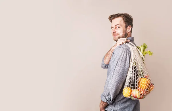 Style Vie Respectueux Environnement Zéro Déchet Concept Alimentation Saine Sac — Photo