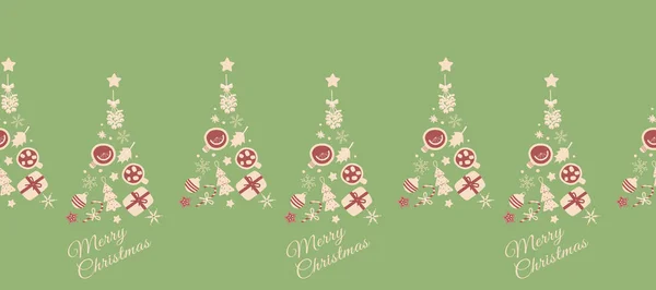 Noël motif festif sans couture bordure sapins de Noël avec c — Image vectorielle