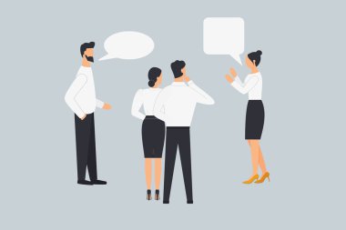 Bir grup insan konuşur, konuşur, tartışır ve iş konuşur. 