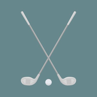 İki güzel çapraz golf sopası ve arka planda bir top.