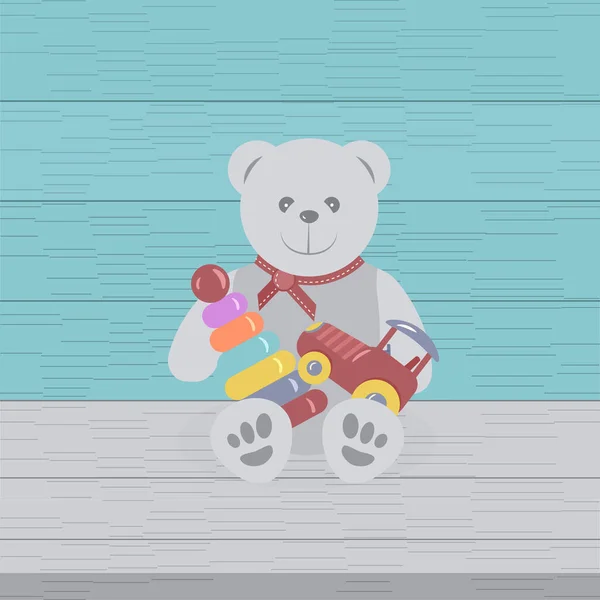 Lindos Juguetes Para Niños Para Niños Niñas Divertido Oso Peluche — Vector de stock