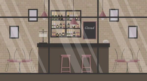 Café Dans Style Loft Est Fermé Pendant Épidémie Virus Contre — Image vectorielle