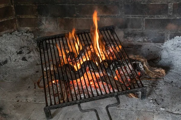 Огненный Фон Дрова Традиционная Кухня — стоковое фото