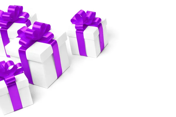 Conjunto de cajas de regalo con una cinta — Foto de Stock