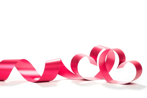 Red heart ribbon isolated on white background — Stock Photo, Image