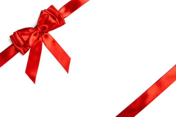 Red ribbon bow isolated on white background — Stock Photo, Image