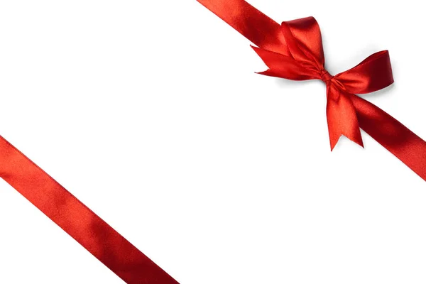 Red ribbon bow isolated on white background — Stock Photo, Image