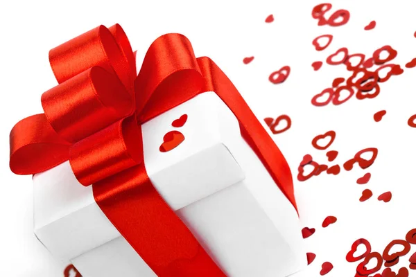 Gifts boxes with textile hearts — Stock Photo, Image