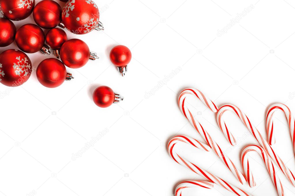 Christmas Decoration. Red Balls And Bells