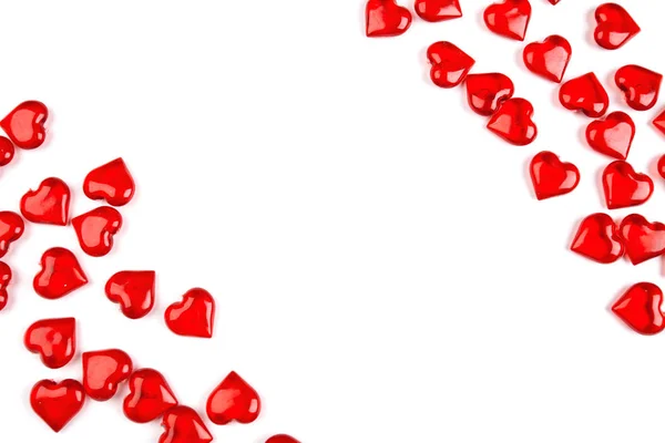 Corner frame made of hearts, isolated on white background — Stock Photo, Image