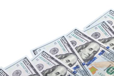 Amerikan para üzerinde beyaz izole kenarlık