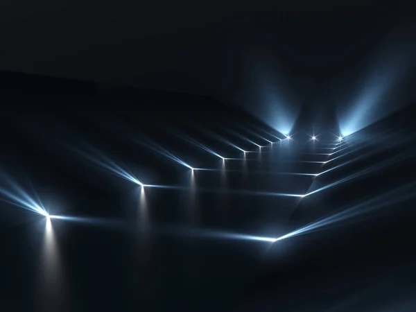Futuristické tmavě pódium s pozadím světlo a reflexe — Stock fotografie