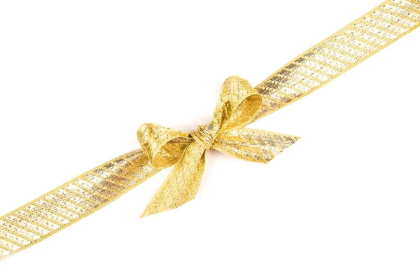 Золоті подарункові обгорткові стрічки на Різдво — стокове фото