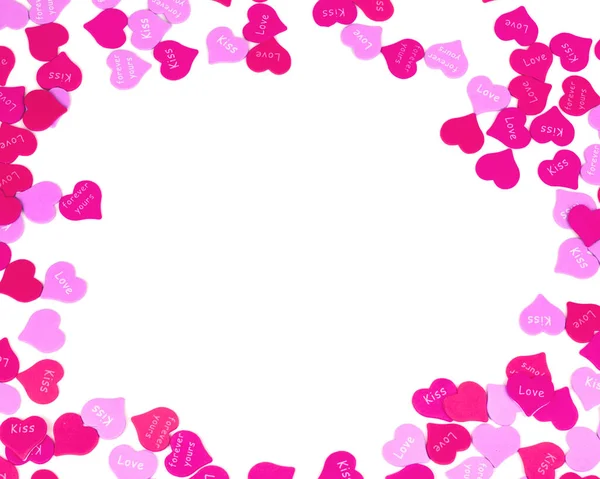 Valentines Day hearts border of red and pink sprinkles — Stock Photo, Image