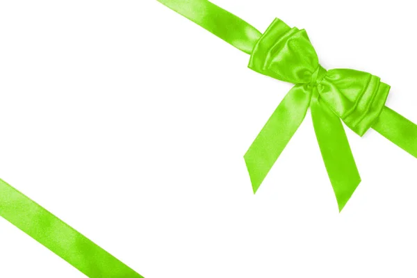 Green ribbon bow — Stock Photo, Image