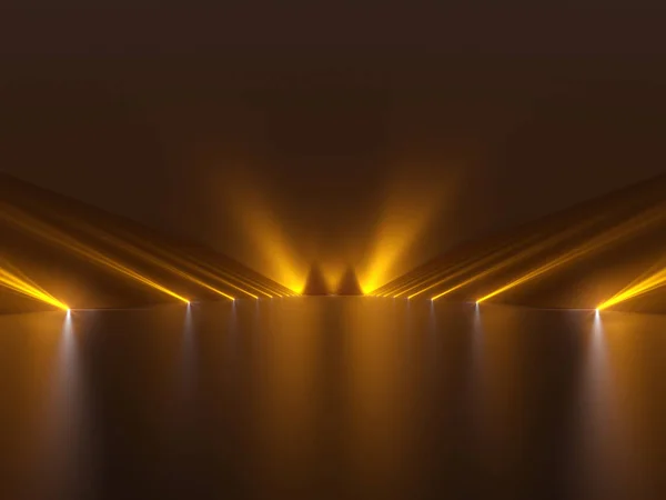 Futurista podio oscuro con luz y fondo de reflexión — Foto de Stock