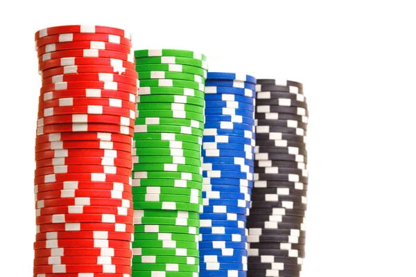 Pile di chip di poker colorati — Foto Stock