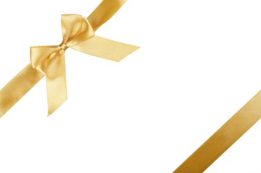 Beyaz yay ile izole edilmiş Noel altın kurdelesi