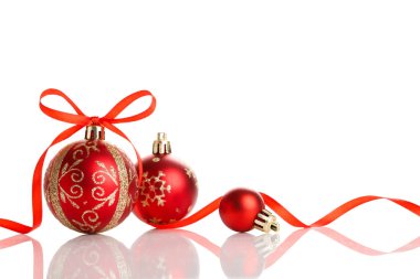 Kırmızı Noel top şerit ve yay.