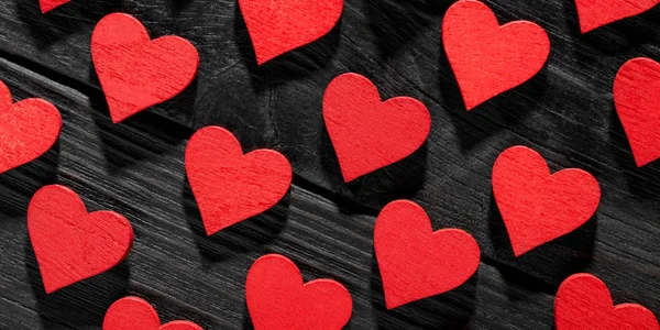 Happy Valentines day hearts on wooden background. — Stock Photo, Image