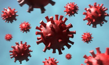 Neredeyse tüm gezegene bulaşan tehlikeli Coronavirus 2019-nCov virüsünün görselleştirilmesi. 3B Hazırlama