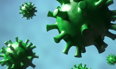 Neredeyse tüm gezegene bulaşan tehlikeli Coronavirus 2019-nCov virüsünün görselleştirilmesi. 3B Hazırlama