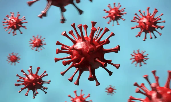 Pandangan Mikroskopis Dari Virus Menular Kontak Dan Penyebaran Penyakit Corona — Stok Foto