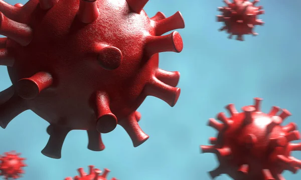Pandangan Mikroskopis Dari Virus Menular Kontak Dan Penyebaran Penyakit Corona — Stok Foto