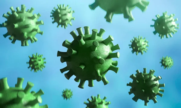 インフルエンザウイルス細胞のイラスト。3Dレンダリング. — ストック写真