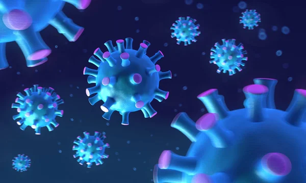Infekce COVID-19 3D lékařská ilustrace. Mikroskopický pohled. Koncept koronového viru. pandemie koronového viru. 3D vykreslování Stock Fotografie