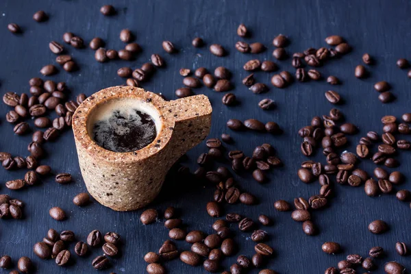 Coffee in a cookie cup — Stock Photo, Image