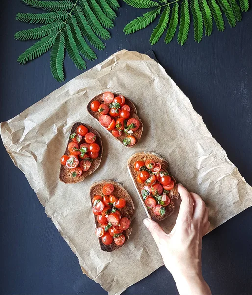 Fette di bruchetta di pomodoro — Foto Stock