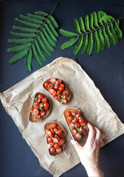 Fette di bruchetta di pomodoro — Foto Stock