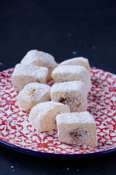 Turkish Delights in a plate — Stock Photo, Image