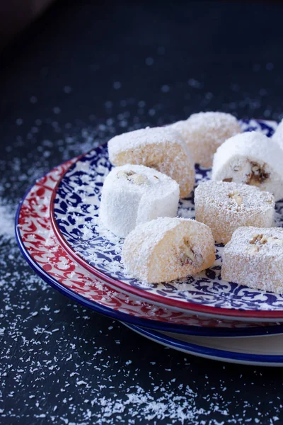 Turkish Delights in a plate — Stock Photo, Image