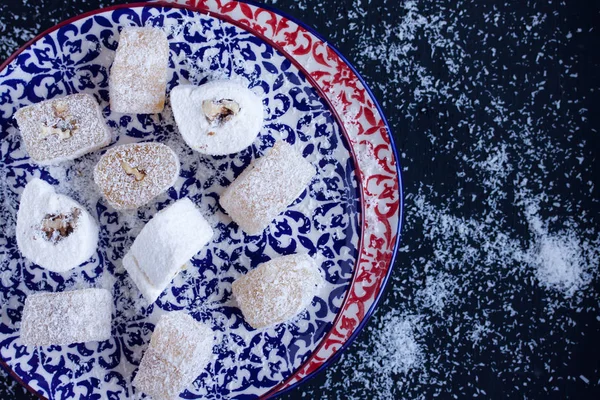 Turkish Delights in a plate — Stock Photo, Image