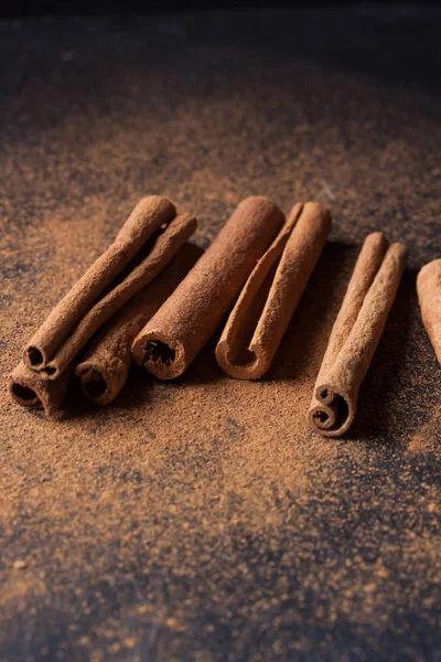 Cinnamon Sticks Spice Black Background — Stock Photo, Image