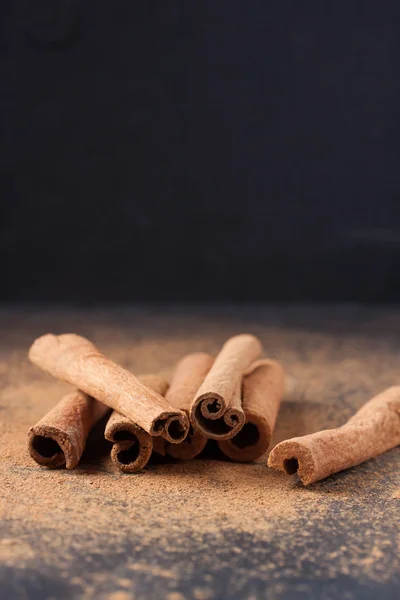 Cinnamon Sticks Spice Black Background — Stock Photo, Image