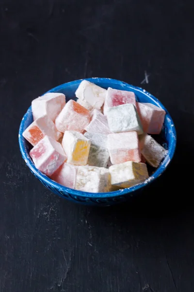 Turkish Delight Lokum Blue Bowl — Stock Photo, Image