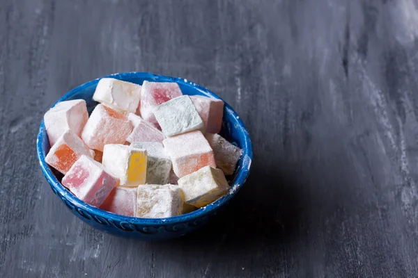 Turkish Delight Lokum Blue Bowl — Stock Photo, Image