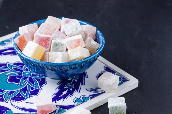 Turkish Delight Lokum Blue Bowl — Stock Photo, Image