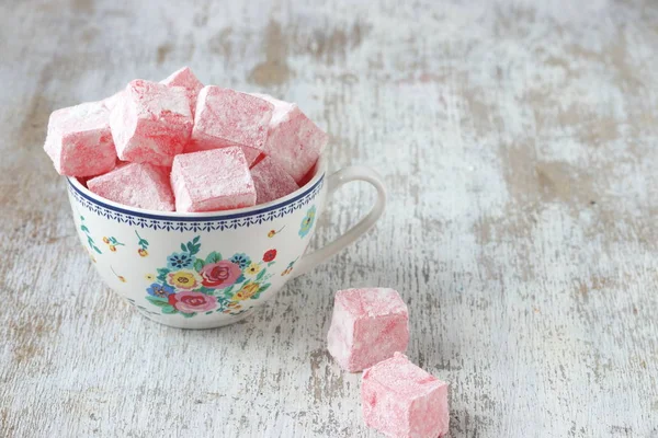 Delícia Turca Com Sabor Rosa Lokum — Fotografia de Stock