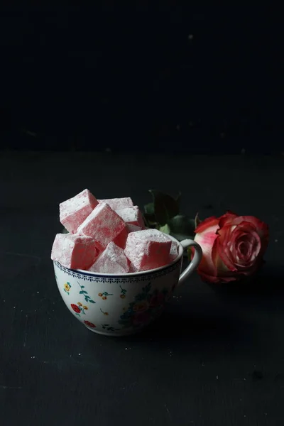 Λουκούμι Γεύση Τριαντάφυλλο Lokum — Φωτογραφία Αρχείου